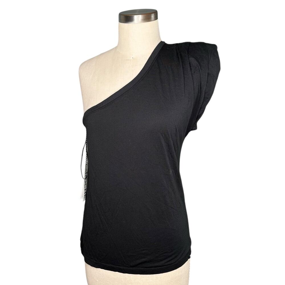 ST ROCHE Grayson Tank Top Black‎ Women's One Shoulder Top Size Medium NWT Glam